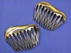 Pair of Patinated Metal and Gilt Hair Combs, Tiffany & Co.